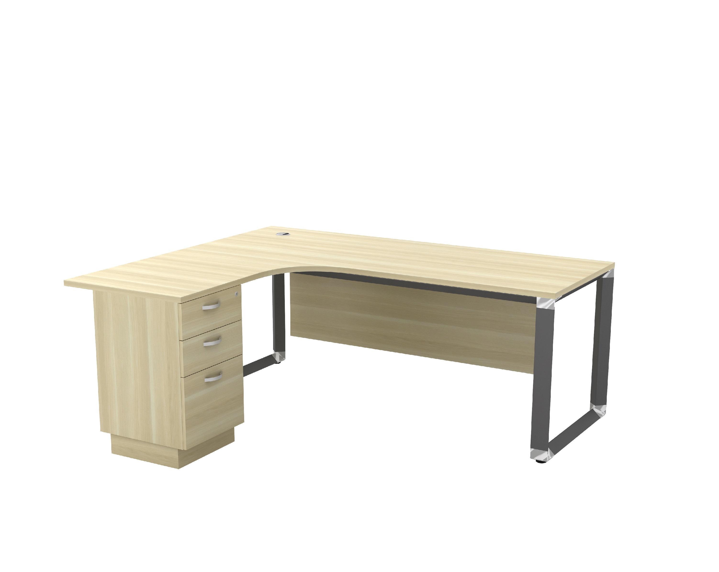 O-Series L Shape Table C/w Wooden Panel